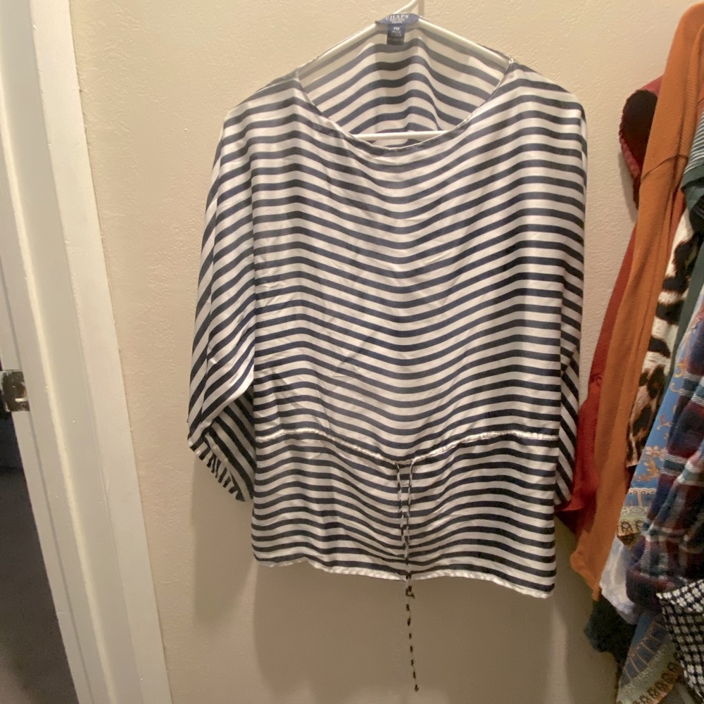 Silky Striped Top with Drawstring